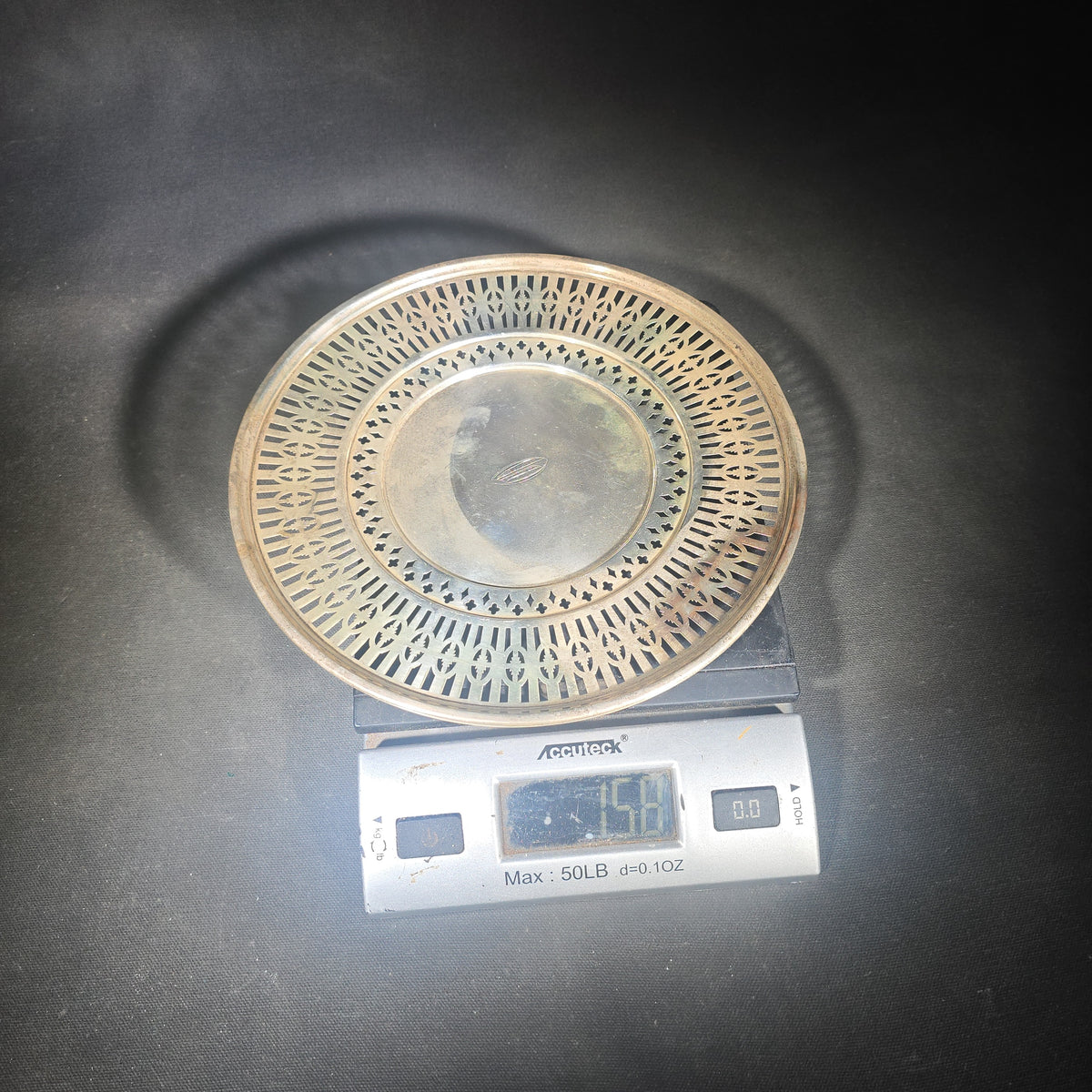 Sterling Silver Reticulated Plate with Engraved "O" Monogram, Manufactured by William B. Durgin Co., Pattern No. 32