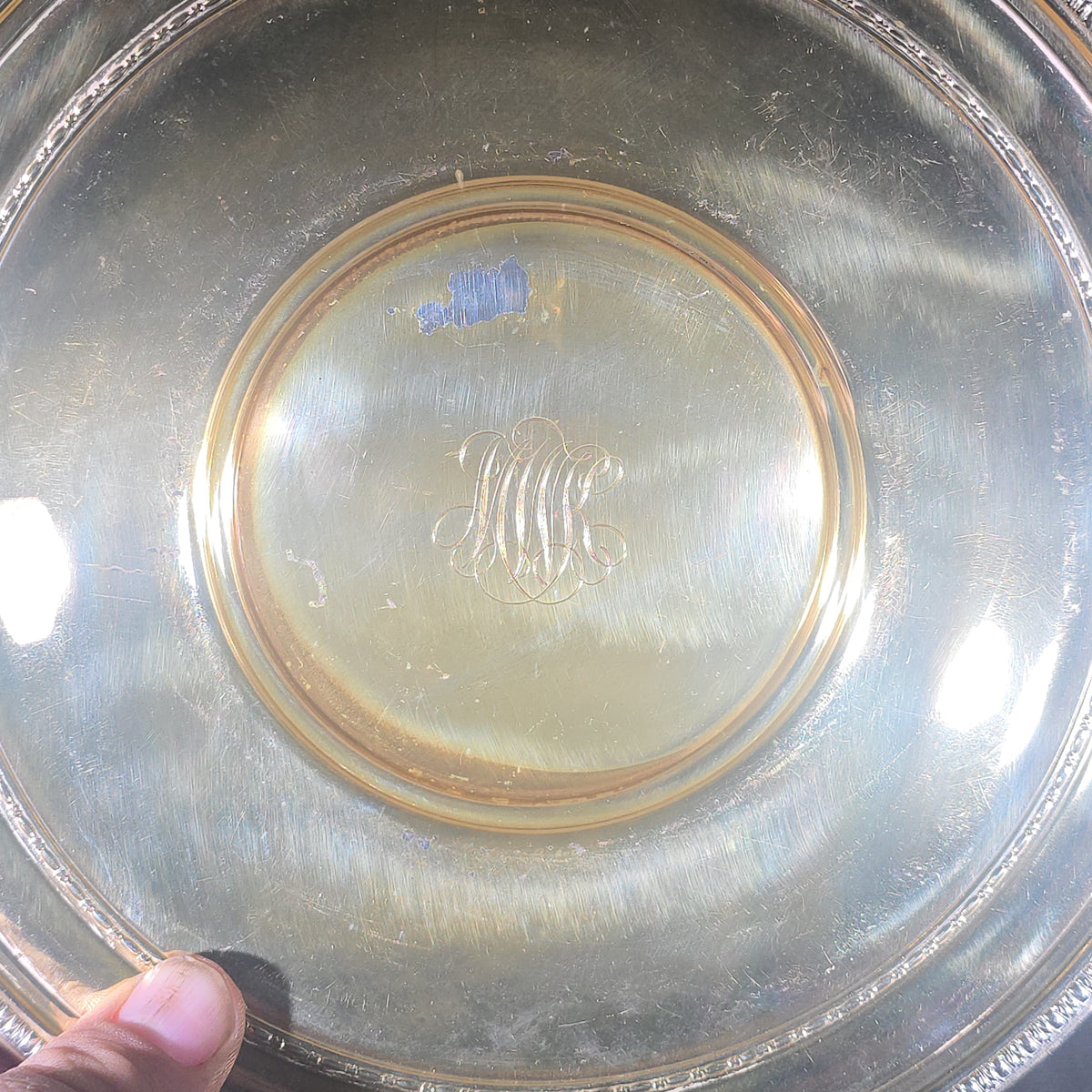 Sterling Silver Monogrammed Bowl, Manufactured by Gorham, Pattern A12119