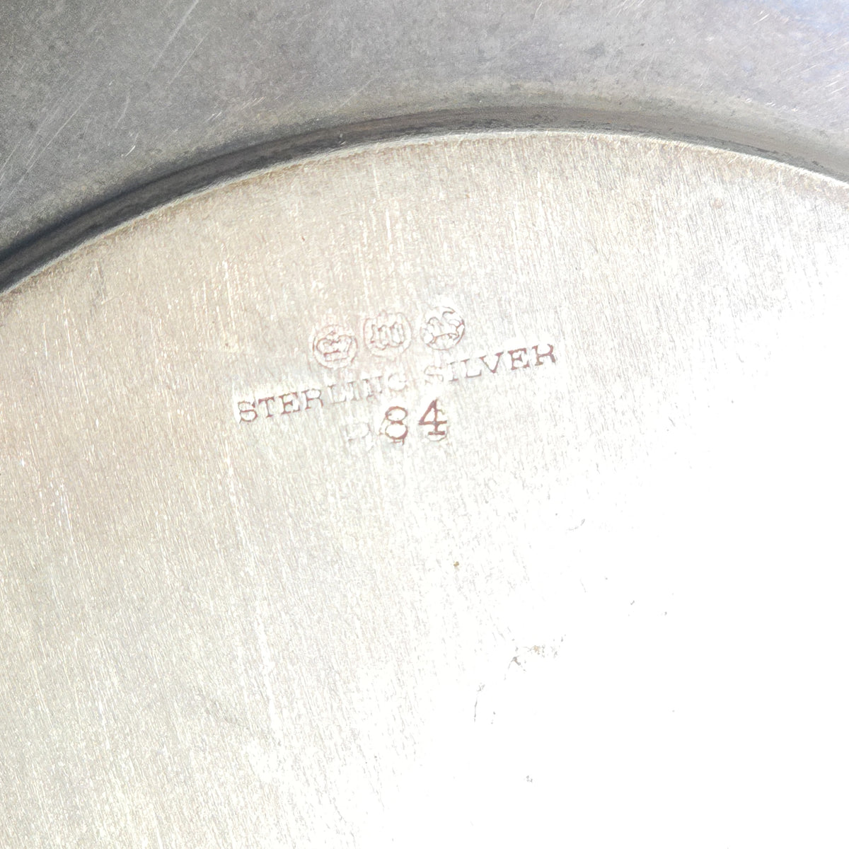 Sterling Silver Bowl with Concentric Ring Rim, Hallmarked with Lion Passant, Pattern Number 84