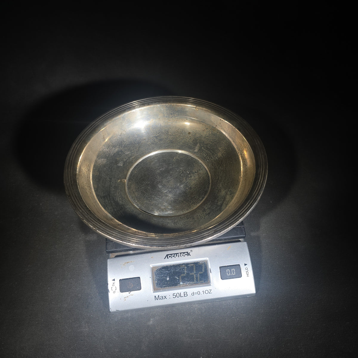 Sterling Silver Bowl with Concentric Ring Rim, Hallmarked with Lion Passant, Pattern Number 84