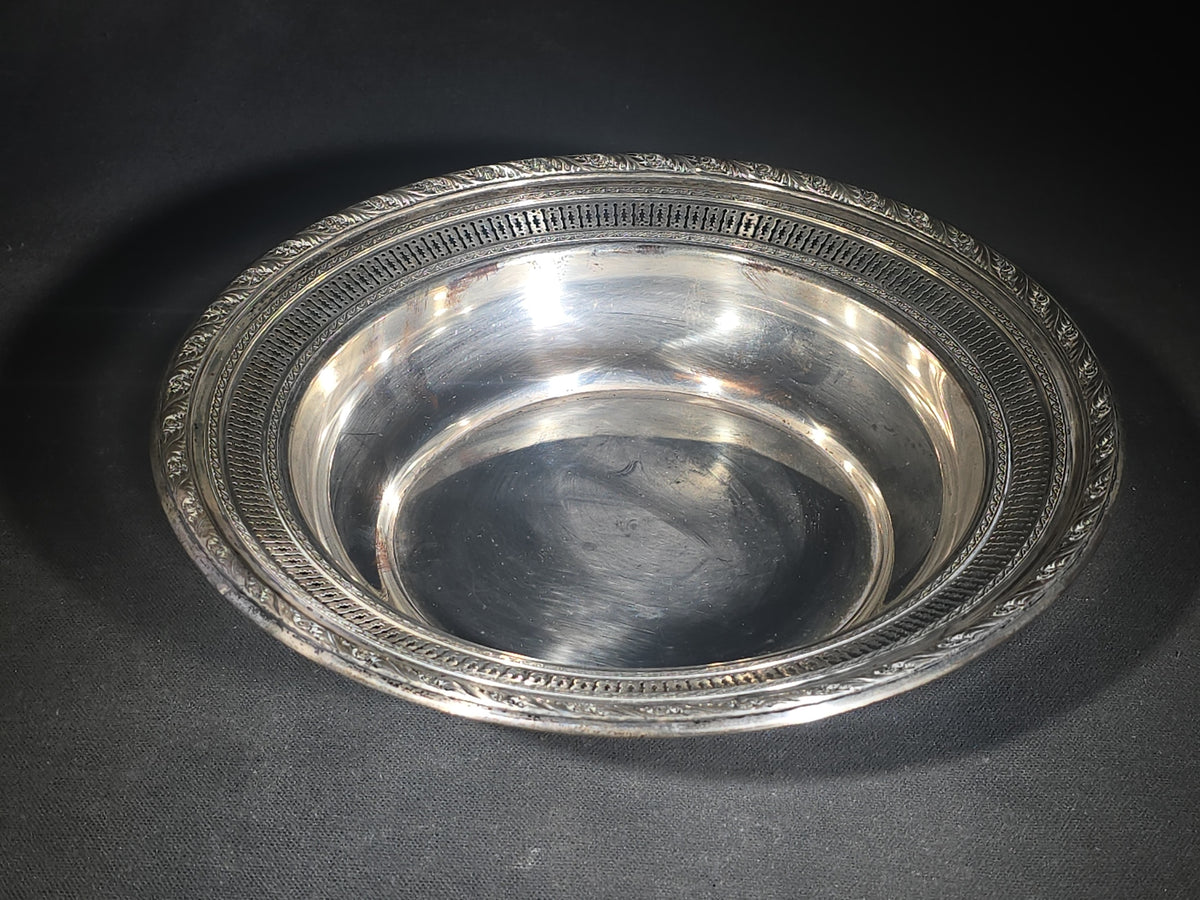 Sterling Silver Pierced Bowl with Foliate Rim, Manufactured by Wallace Silversmiths, Pattern 4061-3
