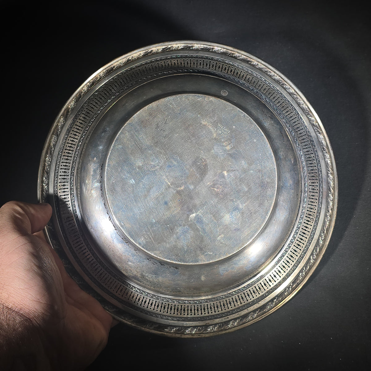 Sterling Silver Pierced Bowl with Foliate Rim, Manufactured by Wallace Silversmiths, Pattern 4061-3