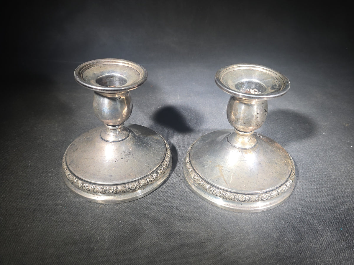 Pair of Sterling Silver Weighted Candlesticks in the Prelude Pattern, Manufactured by International Silver, Model N212