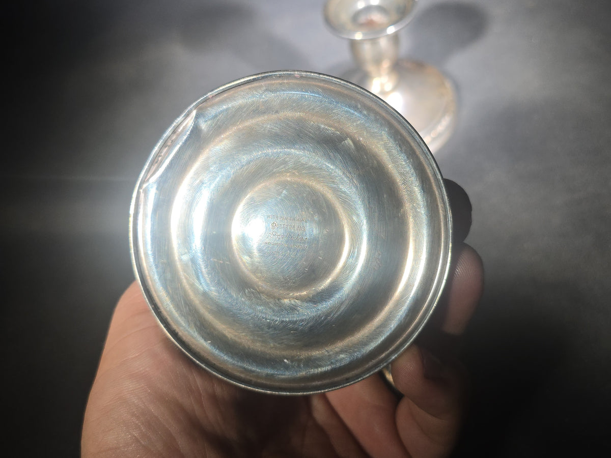 Pair of Sterling Silver Weighted Candlesticks in the Prelude Pattern, Manufactured by International Silver, Model N212