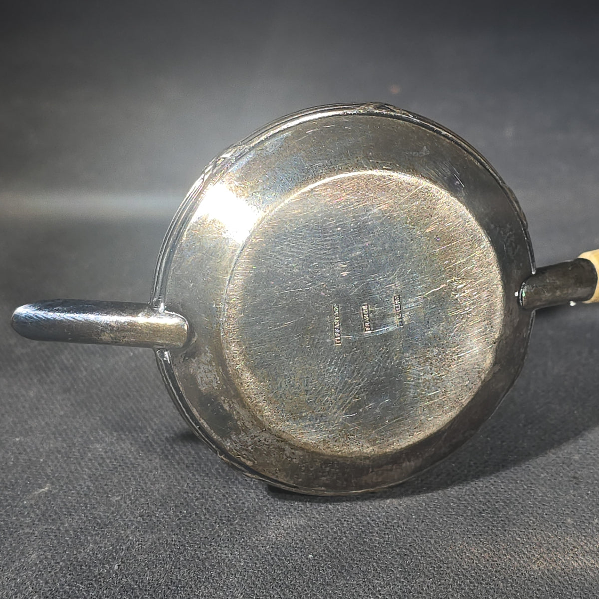 Antique Sterling Silver Tea Strainer with Drip Bowl and Bone Handle, Marked Tiffany & Co., France
