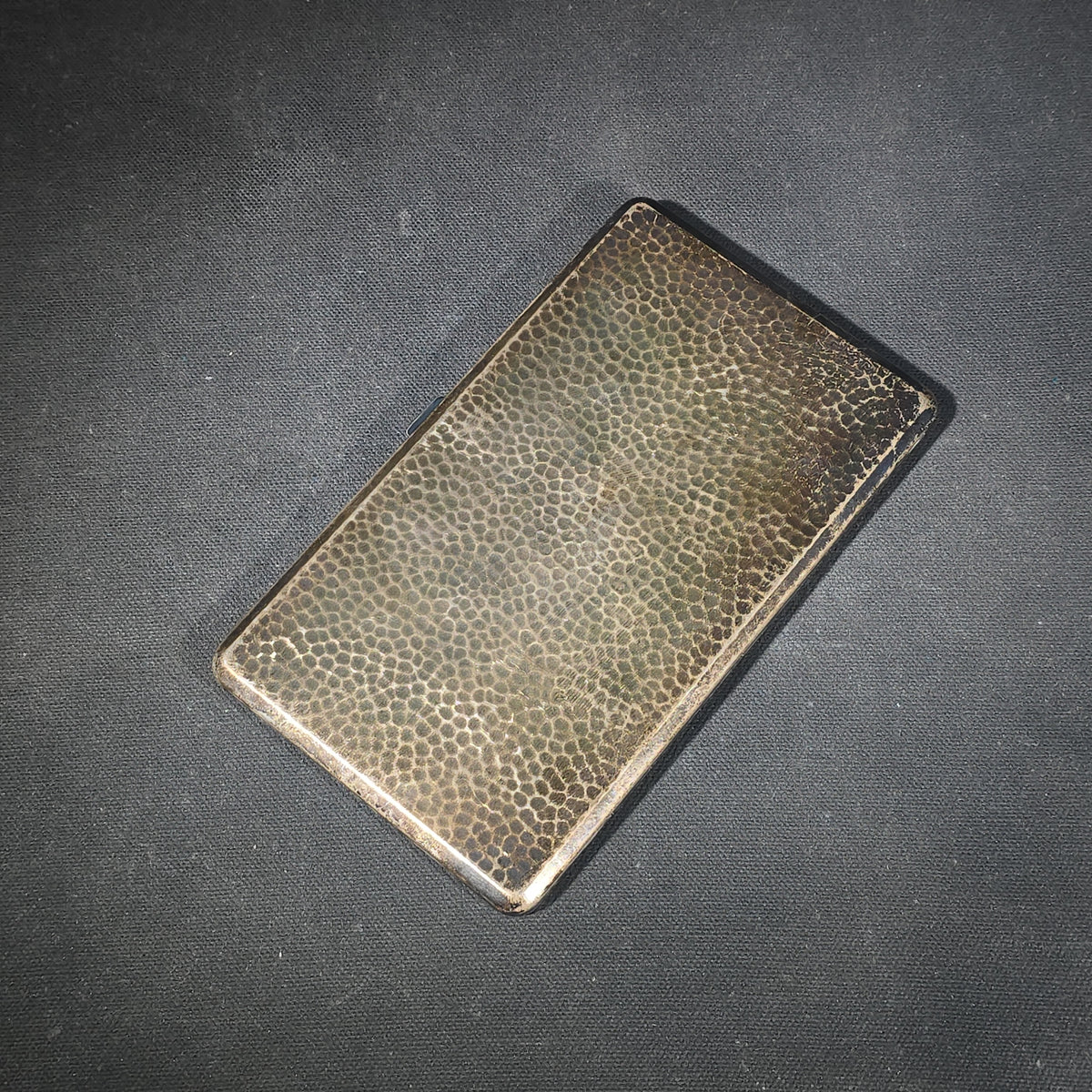 Antique Sterling Silver Hammered Cigarette Case with Old English "J.S." Monogram, Manufactured by W. & H. Co., Patent Applied For