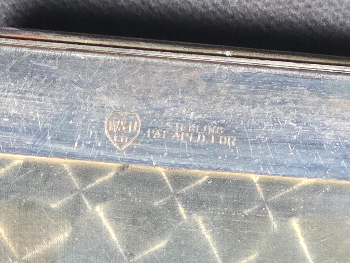 Antique Sterling Silver Hammered Cigarette Case with Old English "J.S." Monogram, Manufactured by W. & H. Co., Patent Applied For