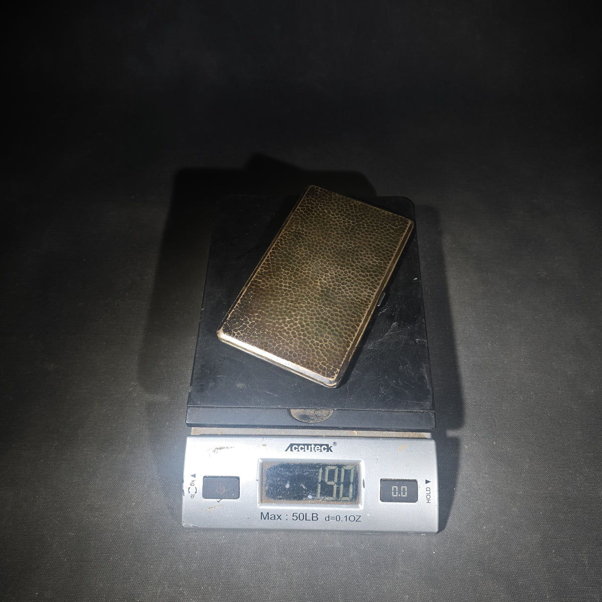 Antique Sterling Silver Hammered Cigarette Case with Old English "J.S." Monogram, Manufactured by W. & H. Co., Patent Applied For