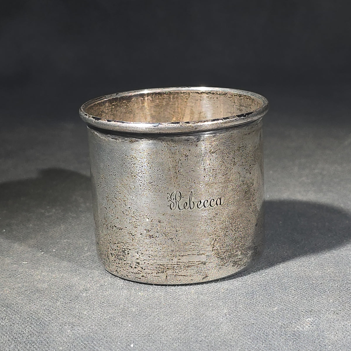 Sterling Silver Baby Cup Engraved "Rebecca," Manufactured by Lunt, Pattern No. 111