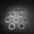 Lot 044 - Grouping of 10 Sterling Silver and Glass Coasters with Pierced Floral Overlay