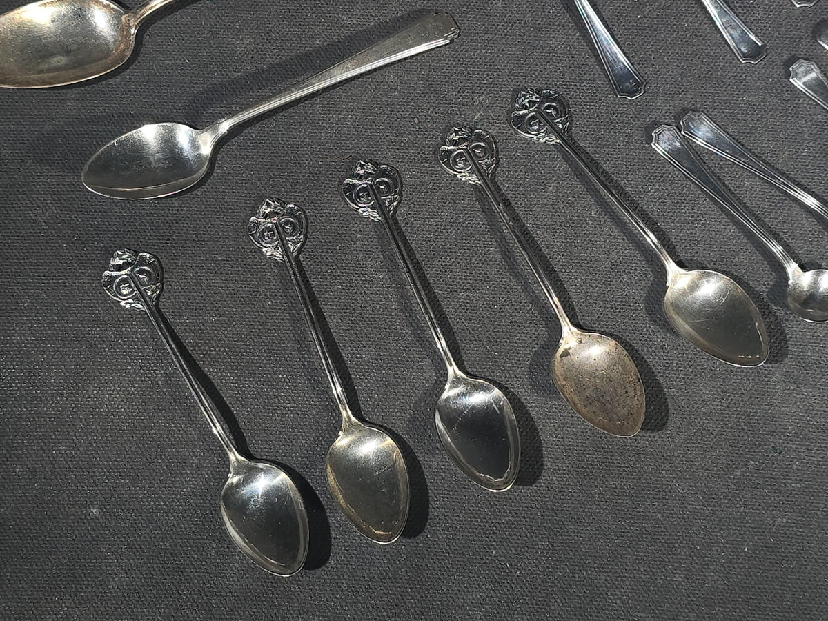 Grouping of 18 Sterling Silver Demitasse Spoons in Assorted Patterns