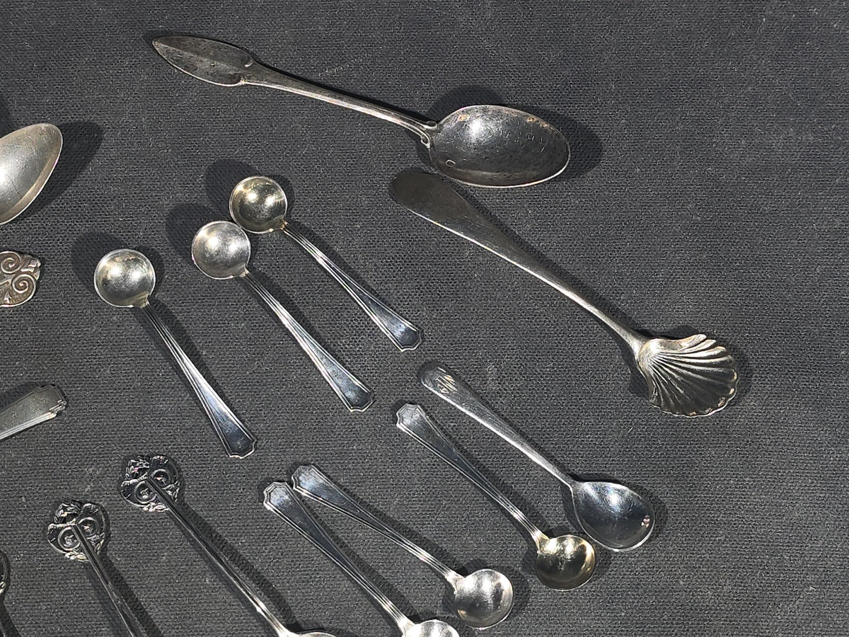 Grouping of 18 Sterling Silver Demitasse Spoons in Assorted Patterns
