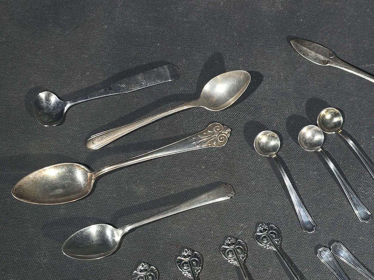 Grouping of 18 Sterling Silver Demitasse Spoons in Assorted Patterns