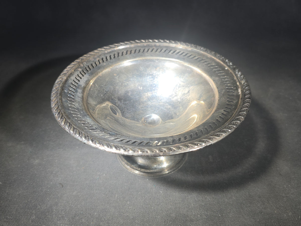 Sterling Silver Weighted Pedestal Compote with Gadroon Border, Manufactured by Crosby