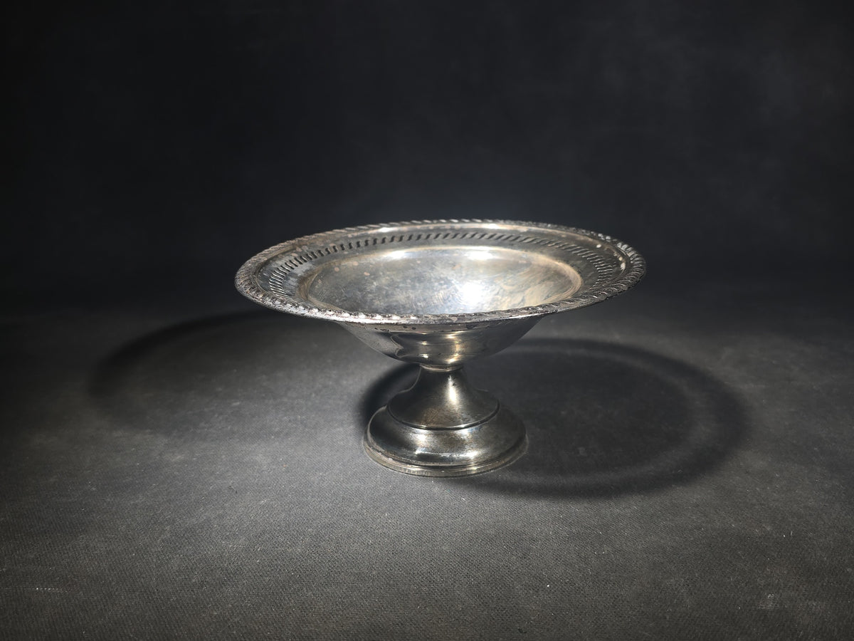 Sterling Silver Weighted Pedestal Compote with Gadroon Border, Manufactured by Crosby