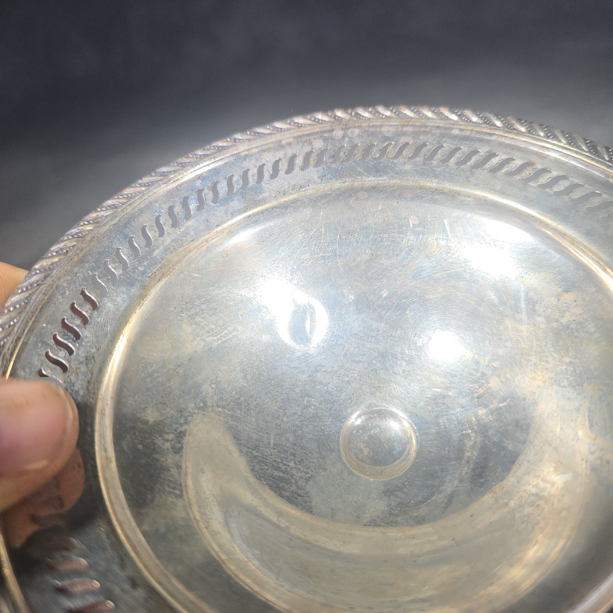 Sterling Silver Weighted Pedestal Compote with Gadroon Border, Manufactured by Crosby