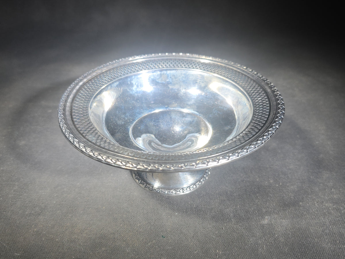 Sterling Silver Pedestal Compote with Pierced Rim, Manufactured by M. Fred Hirsch Co., Jersey City, New Jersey