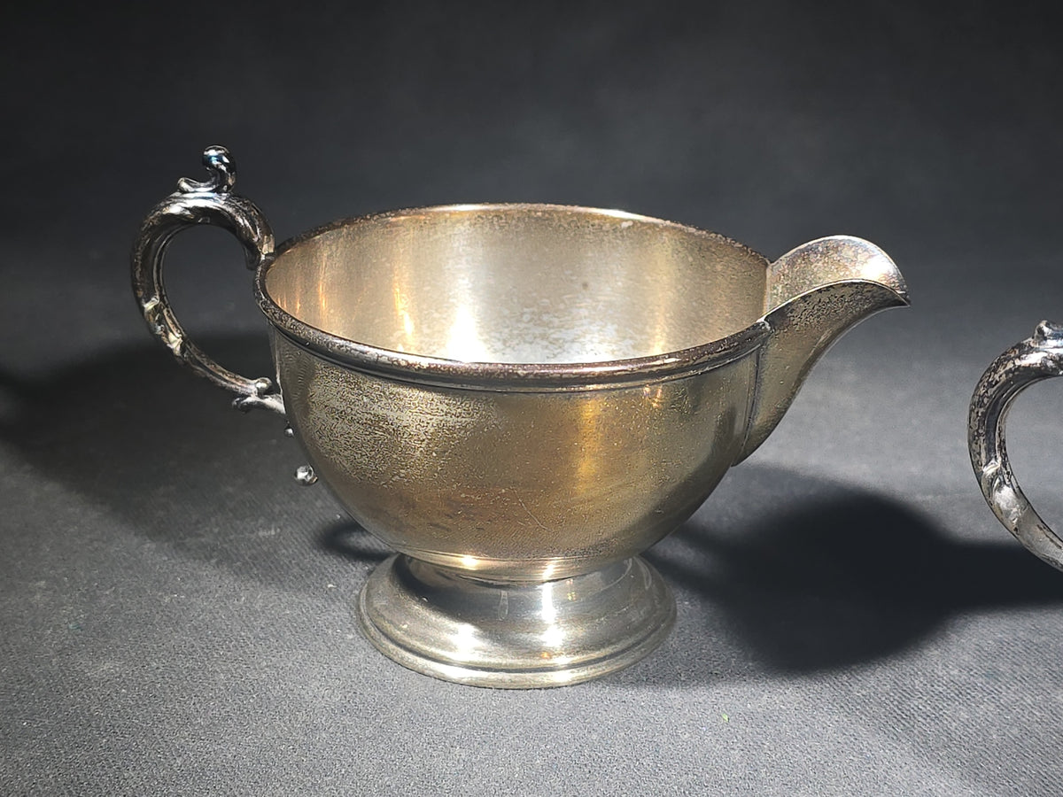 Sterling Silver Footed Creamer and Sugar Bowl Set, Pattern 343