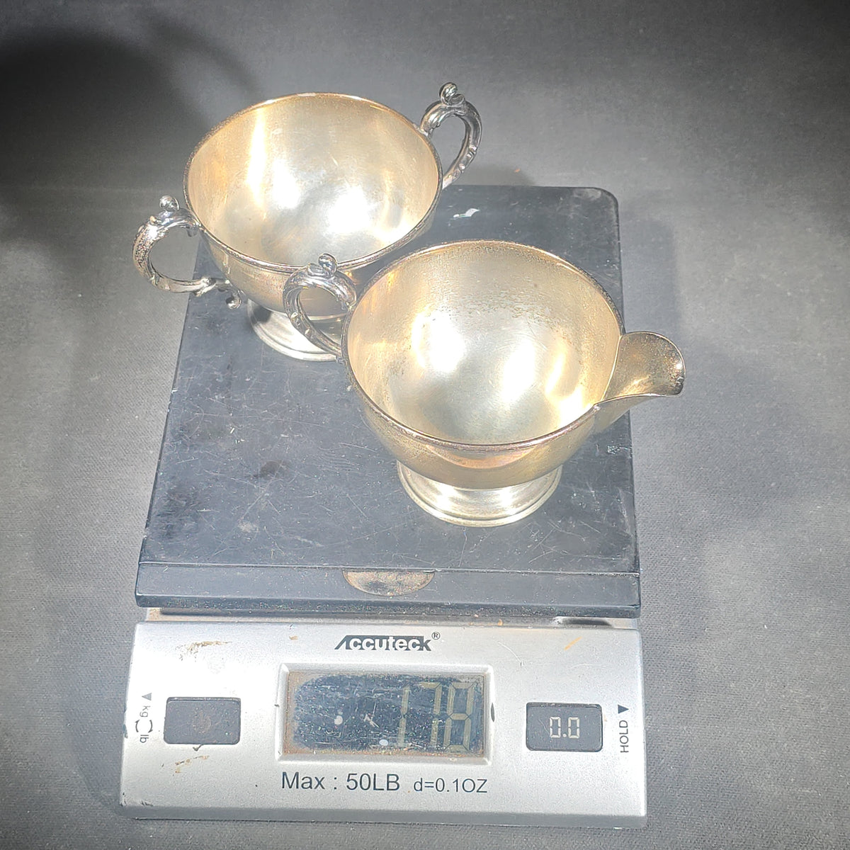 Sterling Silver Footed Creamer and Sugar Bowl Set, Pattern 343
