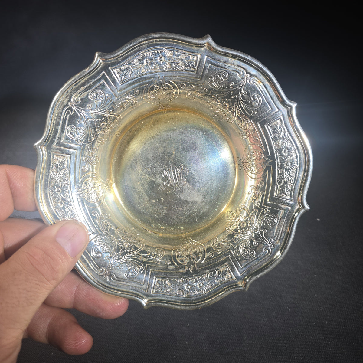 Sterling Silver Gorham Bowl with Monogram, Made for Tilden-Thurber Co., Providence, Rhode Island