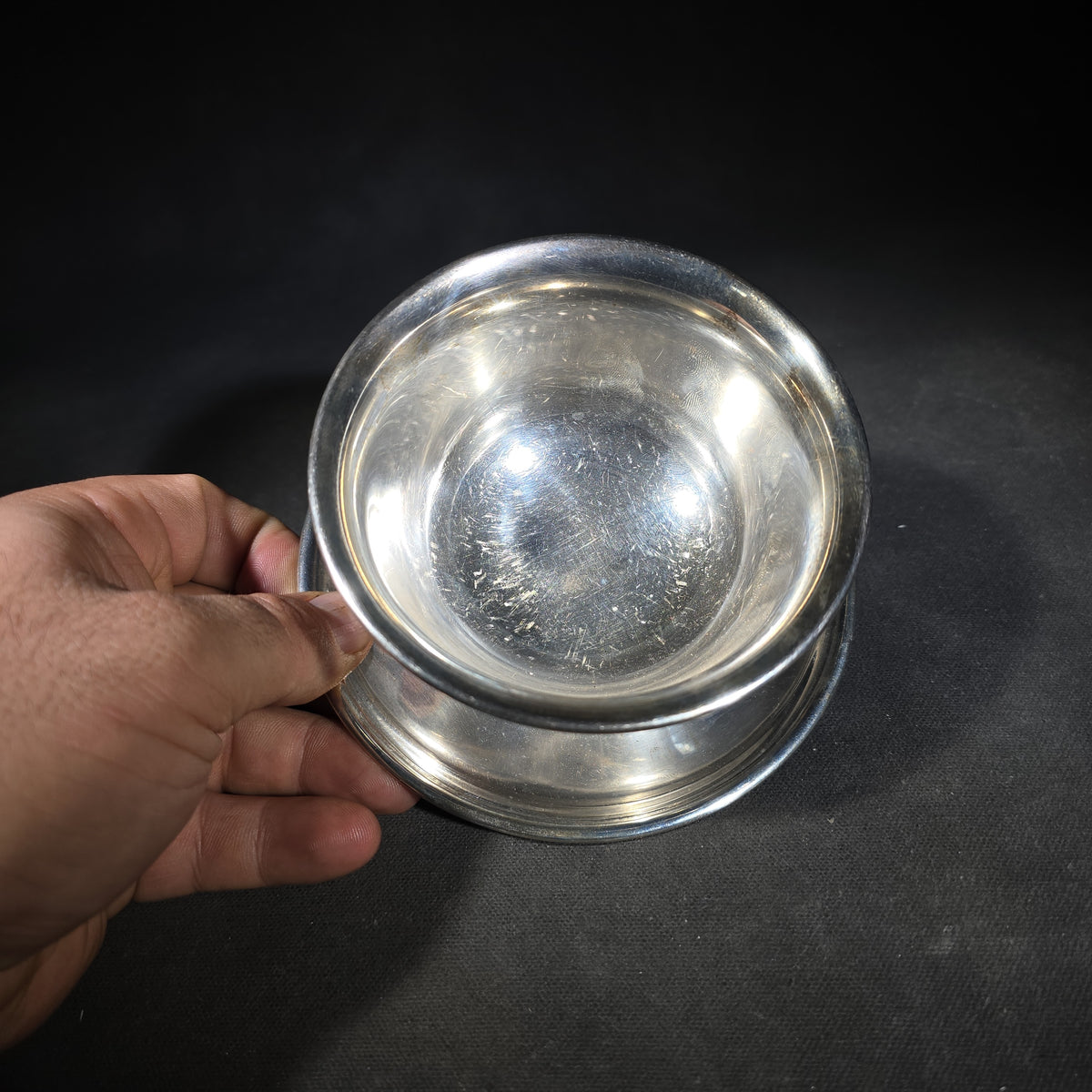 Sterling Silver Footed Bowl with Attached Underplate, Manufactured by S. Kirk & Son, Pattern 177