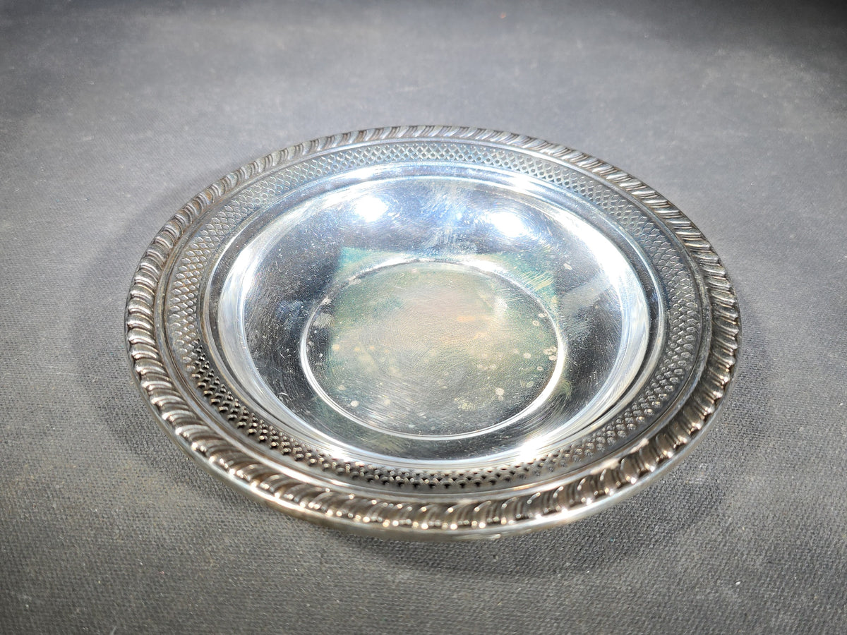 Sterling Silver Reticulated Nut Dish with Gadroon Edge, Unmarked, Acid-Tested