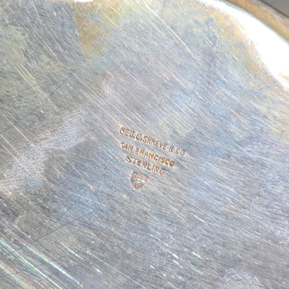 Sterling Silver Floral Repousse Bowl with Gold Wash Interior, Manufactured by Geo. C. Shreve & Co., San Francisco, California
