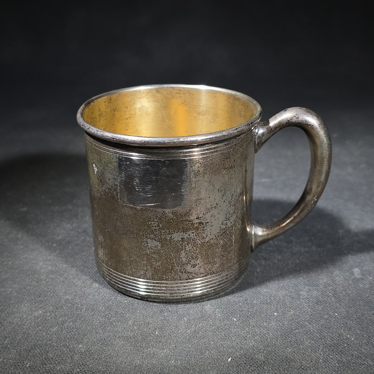 Sterling Silver Baby Cup with Gold Wash Interior, Monogrammed "J.J.M." and Dated "12-8-58"