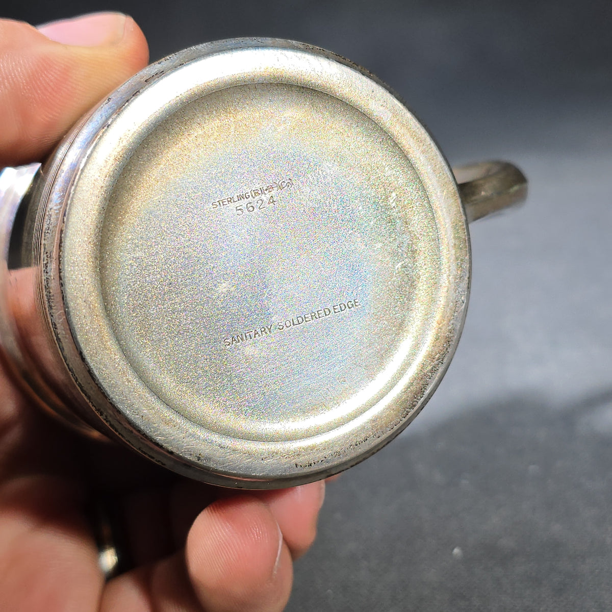 Sterling Silver Baby Cup with Gold Wash Interior, Monogrammed "J.J.M." and Dated "12-8-58"