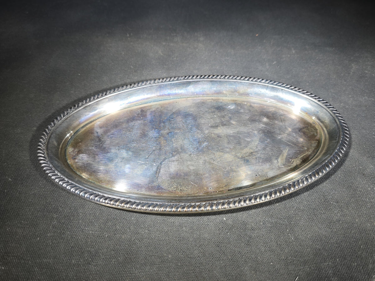 Gorham Sterling Silver Oval Tray with Gadroon Border, Pattern 482