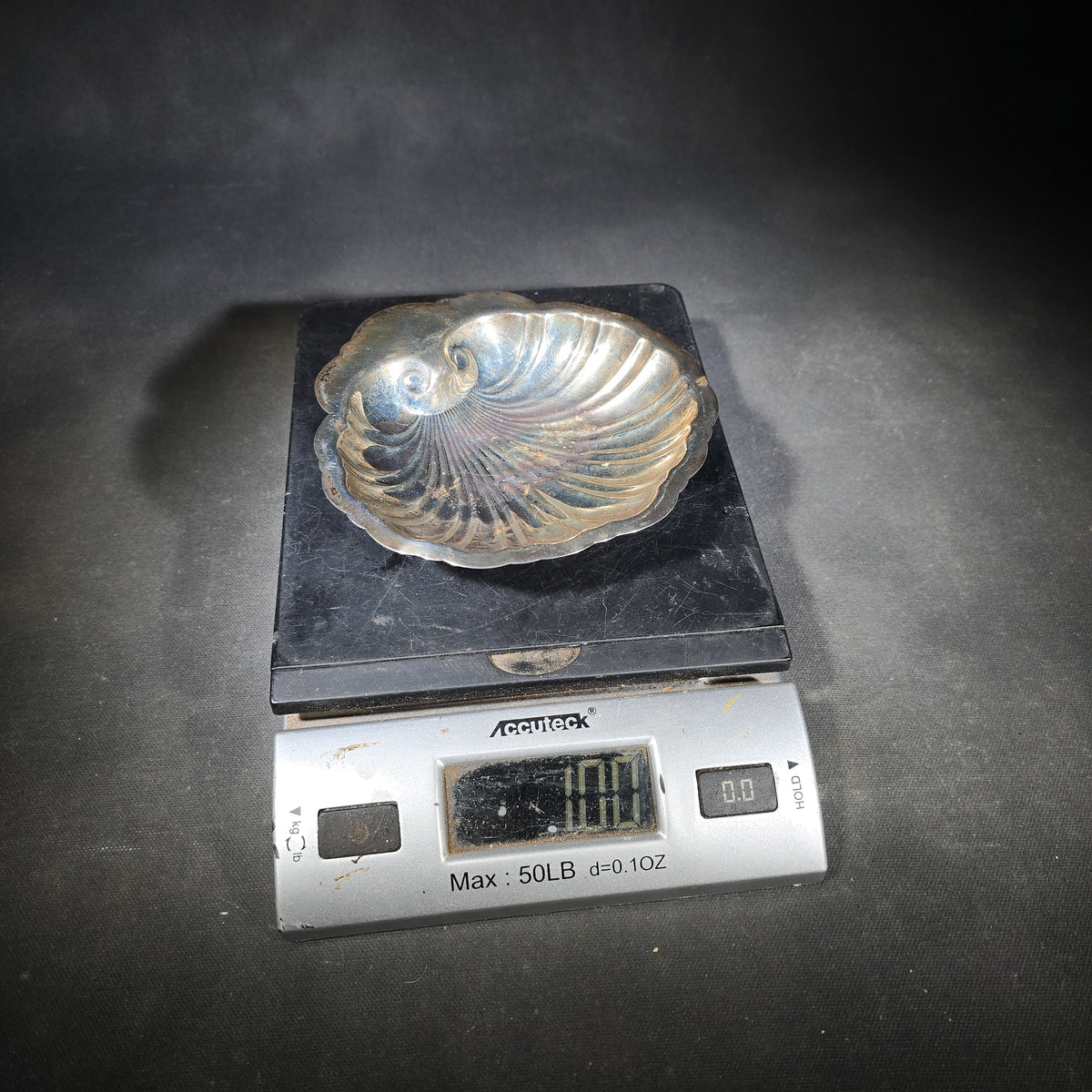 Sterling Silver Footed Scallop Shell Dish with Three Ball Feet