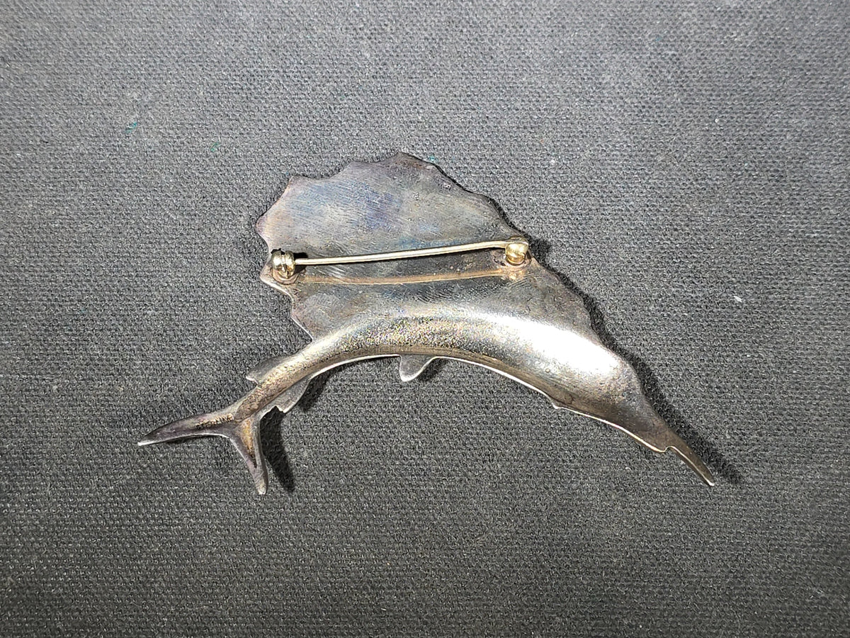 Sterling Silver Figural Sailfish Brooch, Stamped "Sterling"