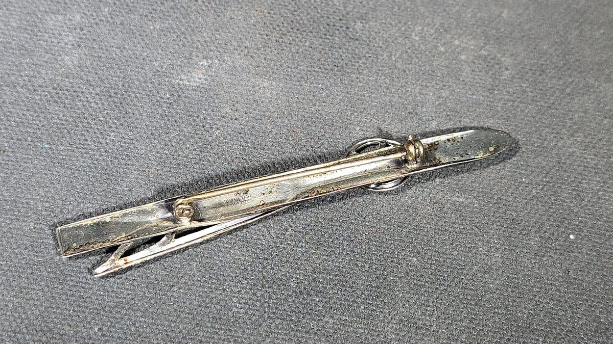Sterling Silver Ski and Ski Pole Bar Brooch, Marked Beau Sterling