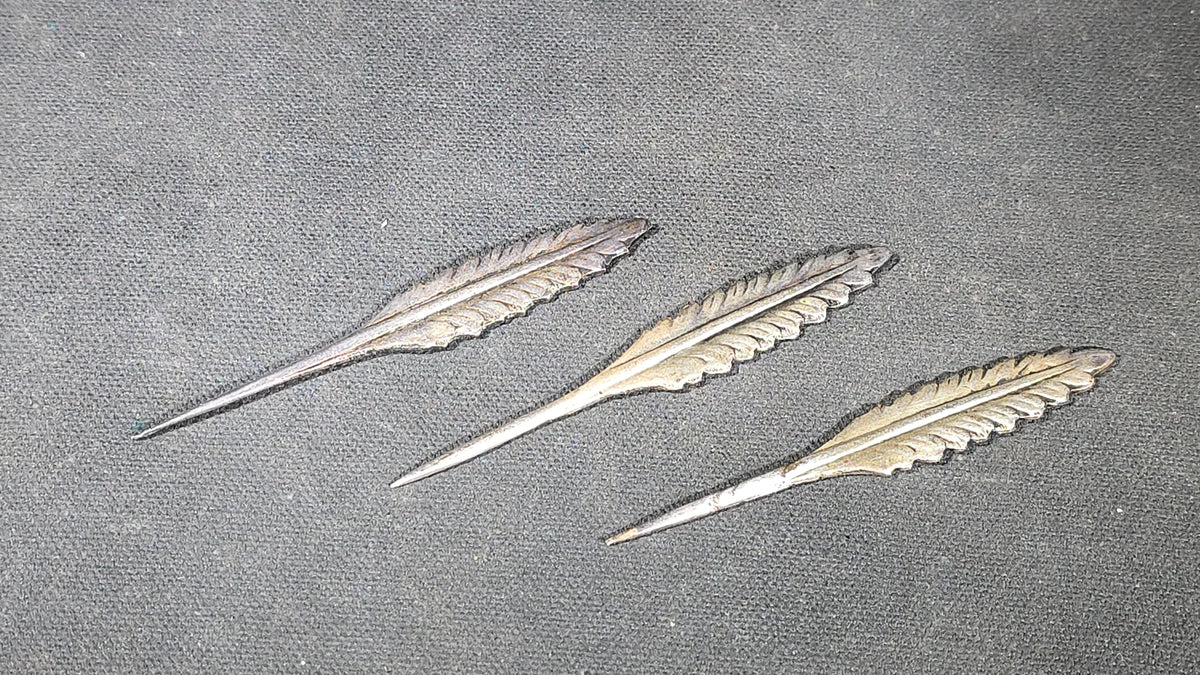 Trio of Vintage Silver-Plated Feather-Form Toothpicks