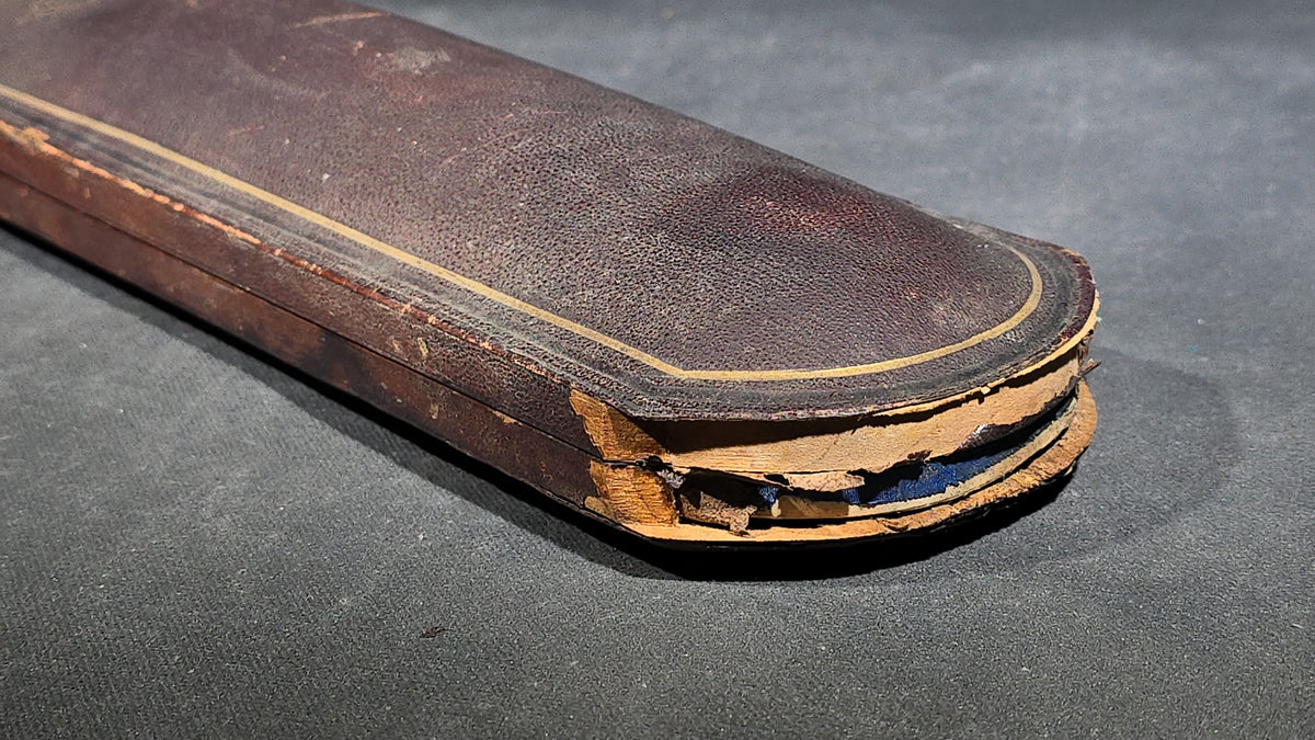 Antique Ivory and Whale's Tooth Page Turner with Sterling Silver Mounts, Applied Tuckerman Family Coat of Arms with "Paratus et Fidelis" Motto, Inscribed to Prof. Edward Tuckerman, in W. Thornhill Presentation Case, London