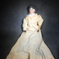 Lot 118 - Antique China Head Doll with Molded Black Curly Hair, Cloth Body, and White Cotton Dress