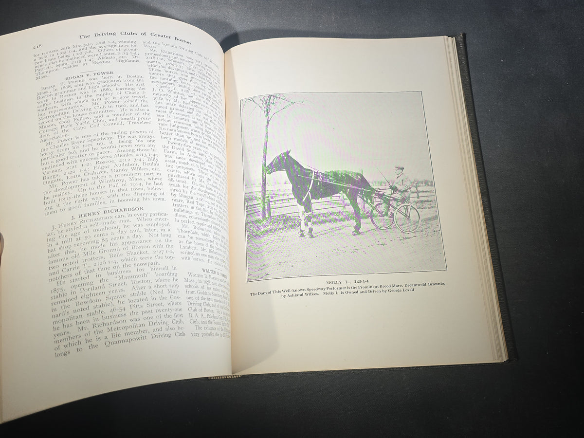 "The Driving Clubs of Greater Boston" Antique Harness Racing and Speedway Book, Edited by John W. Linnehan and Edward E. Cogswell, 1914