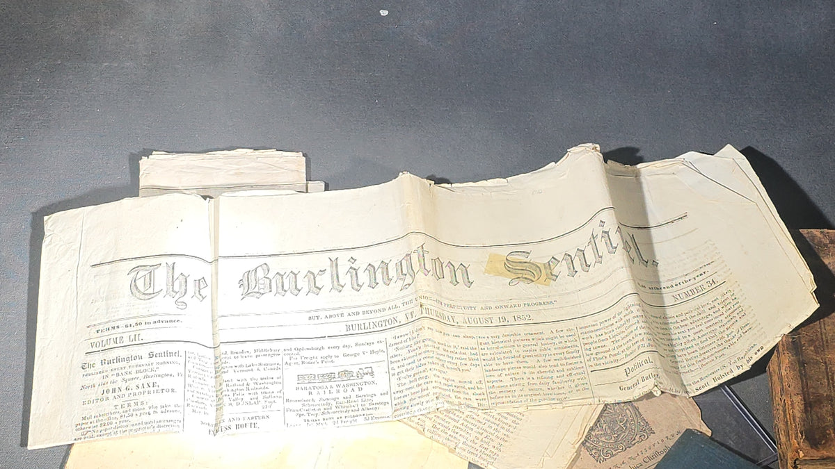 Grouping of Antique and Vintage Ephemera including "Extracts from Manual for Army Cooks" 1917, Burlington Sentinel Newspapers, Handwritten Theological Lecture Notebooks, Kiggins & Kellogg Miniature Books, and Latin Commentarius