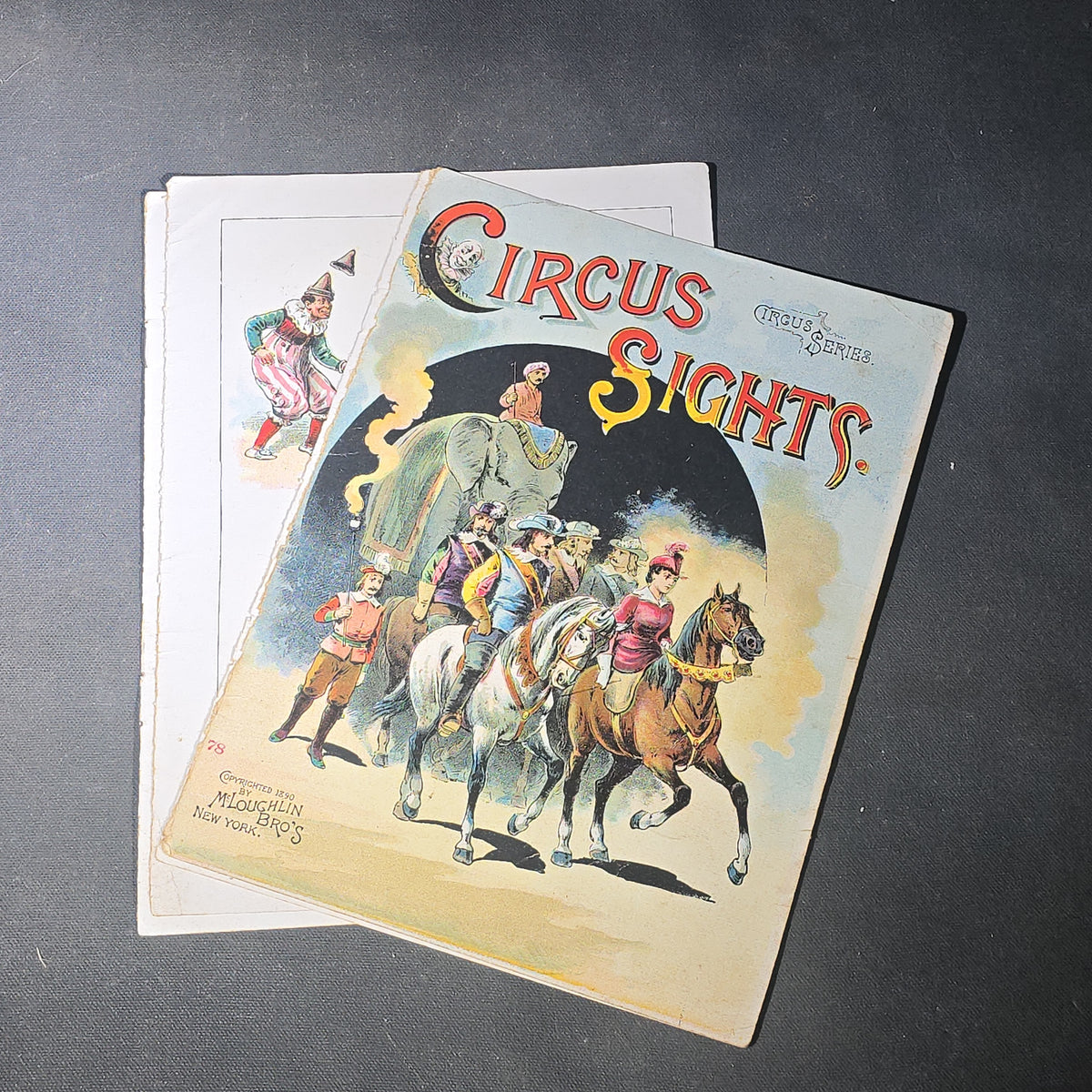 Grouping of 14 Antique Chromolithograph Children's Books Including "Circus Sights," "Visit to the Menagerie," "Adventures of ABC," "Christmas Delights," "Cock Robin," And "The Little Old Woman," Published by Mcloughlin Bros., New York