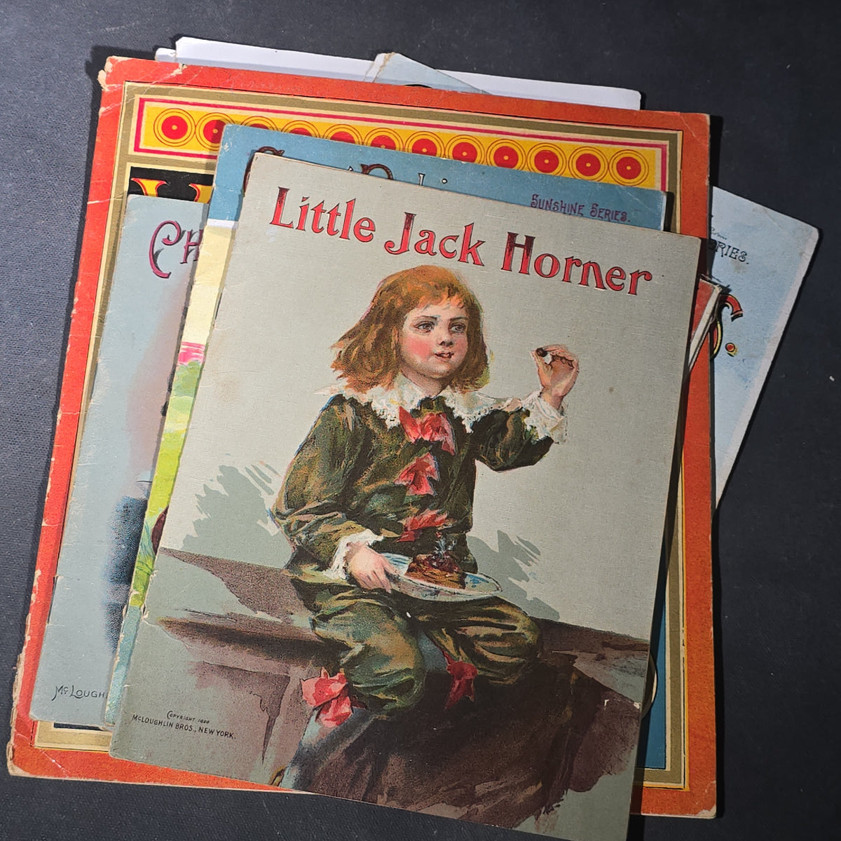 Grouping of 14 Antique Chromolithograph Children's Books Including "Circus Sights," "Visit to the Menagerie," "Adventures of ABC," "Christmas Delights," "Cock Robin," And "The Little Old Woman," Published by Mcloughlin Bros., New York