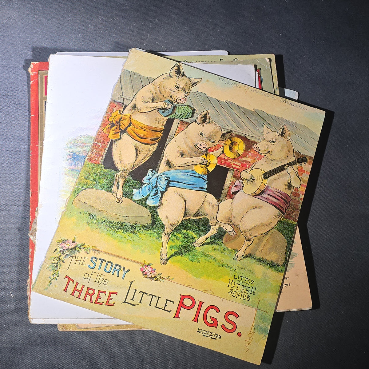Grouping of 14 Antique Chromolithograph Children's Books Including "Circus Sights," "Visit to the Menagerie," "Adventures of ABC," "Christmas Delights," "Cock Robin," And "The Little Old Woman," Published by Mcloughlin Bros., New York