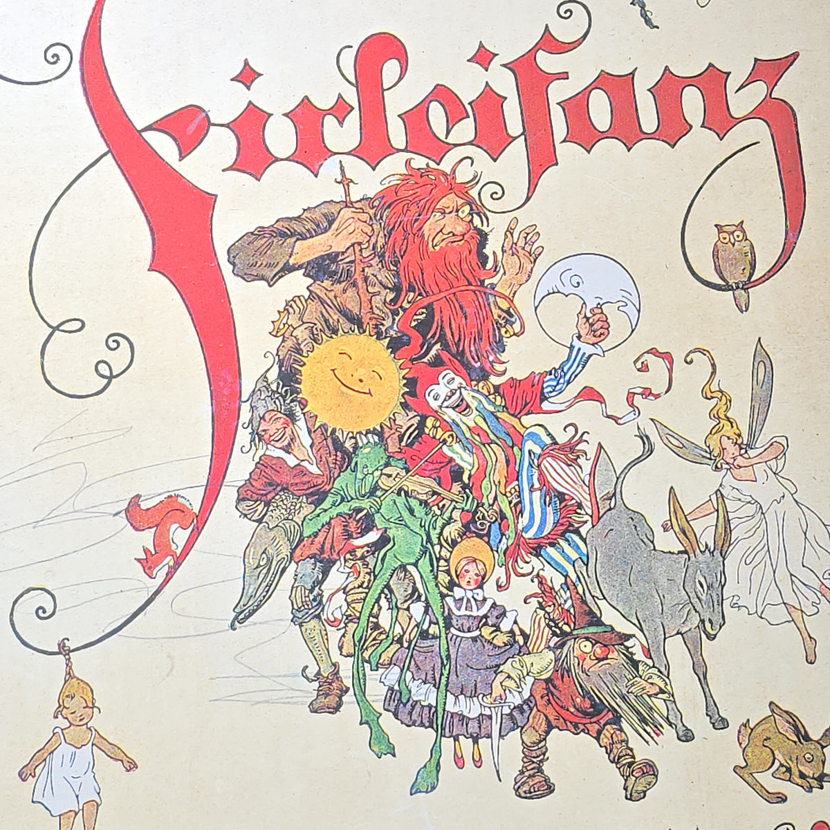 Grouping of Six Antique and Vintage German Illustrated Children's Books including "Firlefanz" ("Tomfoolery") by Hans Watzlik and Ernst Kutzer 1922, "Hans Huckebein, der Ungluecksrabe" by W. Busch, and "Die Reise in's Schlaraffenland"