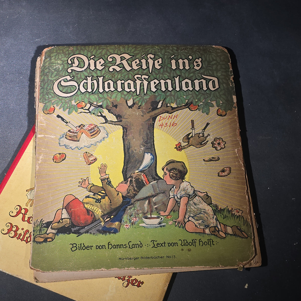 Grouping of Six Antique and Vintage German Illustrated Children's Books including "Firlefanz" ("Tomfoolery") by Hans Watzlik and Ernst Kutzer 1922, "Hans Huckebein, der Ungluecksrabe" by W. Busch, and "Die Reise in's Schlaraffenland"