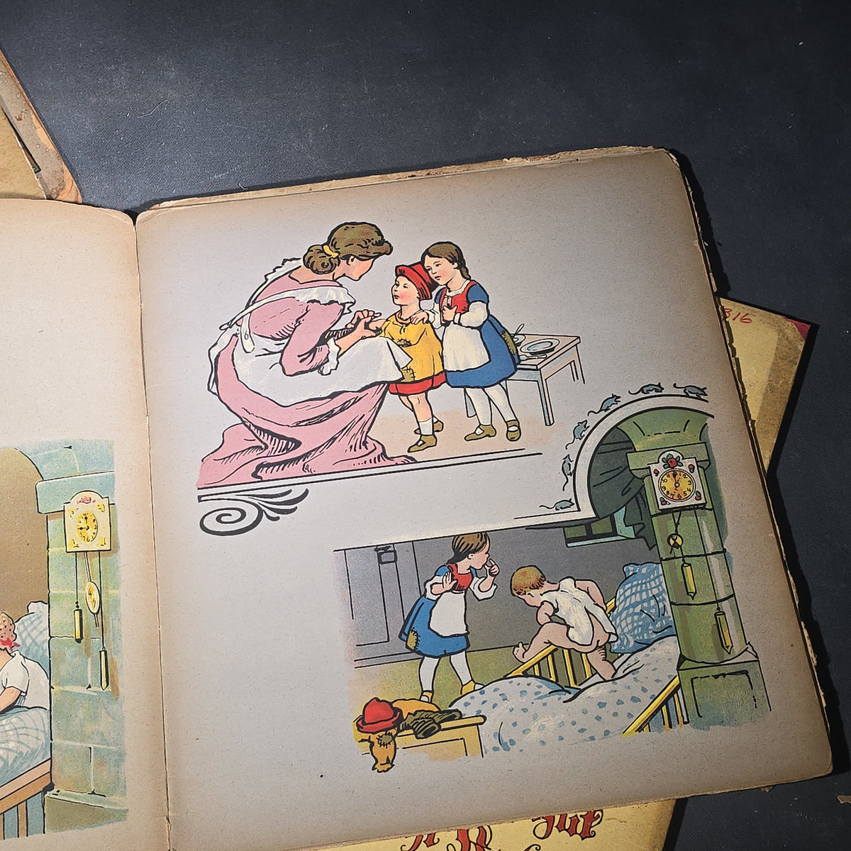 Grouping of Six Antique and Vintage German Illustrated Children's Books including "Firlefanz" ("Tomfoolery") by Hans Watzlik and Ernst Kutzer 1922, "Hans Huckebein, der Ungluecksrabe" by W. Busch, and "Die Reise in's Schlaraffenland"