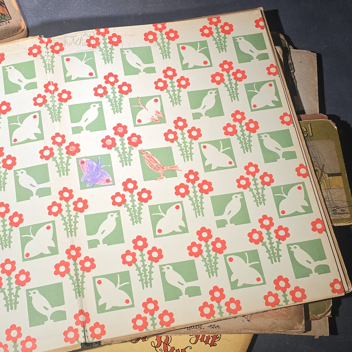 Grouping of Six Antique and Vintage German Illustrated Children's Books including "Firlefanz" ("Tomfoolery") by Hans Watzlik and Ernst Kutzer 1922, "Hans Huckebein, der Ungluecksrabe" by W. Busch, and "Die Reise in's Schlaraffenland"