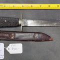 Lot 010 - Joseph Rodgers & Sons Knife, Nickel Silver Hilt and Collar, Carved Ebony Wood Handle, with Leather Belt Sheath, Sheffield, England