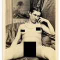 Lot 012 - Antique Carte De Visite C.D.V. Nude Photograph of a Woman Reclining on a Draped Seat with Painted Tropical Backdrop