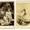 Lot 022 - Pair of Antique Illustrated Carte De Visite C.D.V. Filler Cards Including "Birth of a Nereid" After Pierre Olivier Joseph Coomans and a Nude Bather in a Woodland Setting