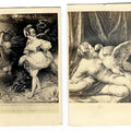 Lot 023 - Pair of Antique Illustrated Carte De Visite C.D.V. Filler Cards Including "Mam'zelle, Y En A Jusqu'ou Vous Voyez" ("Miss, It Goes up as Far as You Can See") and Leda and the Swan After Paolo Veronese