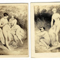 Lot 031 - Pair of Antique Illustrated Carte De Visite C.D.V. Filler Cards Depicting Nude Bathers in Pastoral Settings